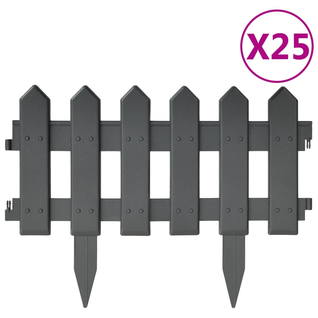 Vidaxl Gazon bordes 25 st 10 m pp antracita -color