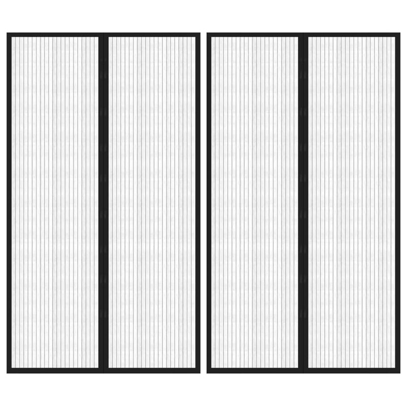Cortinas de puerta de insectos Vidaxl 2 PCS Magnetic 200x80 cm Negro