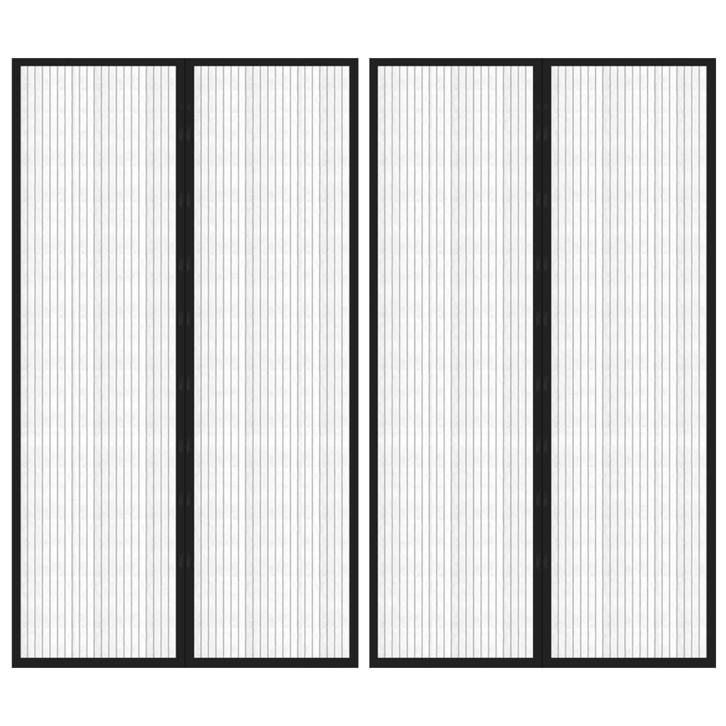 Cortinas de puerta de insectos Vidaxl 2 PCS Magnetic 200x80 cm Negro