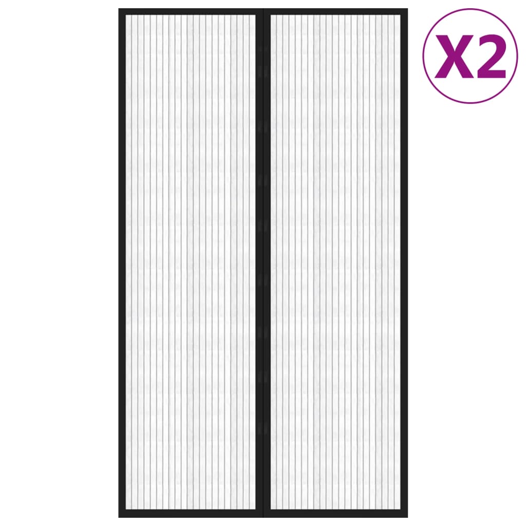 Cortinas de puerta de insectos Vidaxl 2 PCS Magnetic 200x80 cm Negro