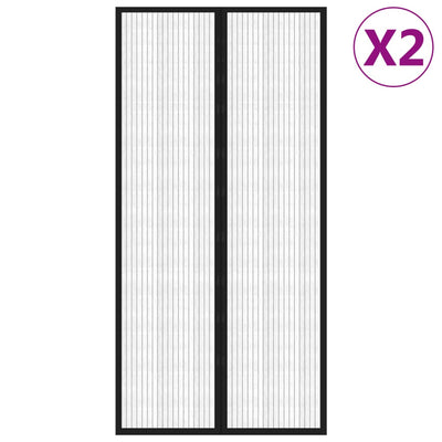 Cortinas de puerta de insectos Vidaxl 2 PCS Magnetic 220x100 cm Negro