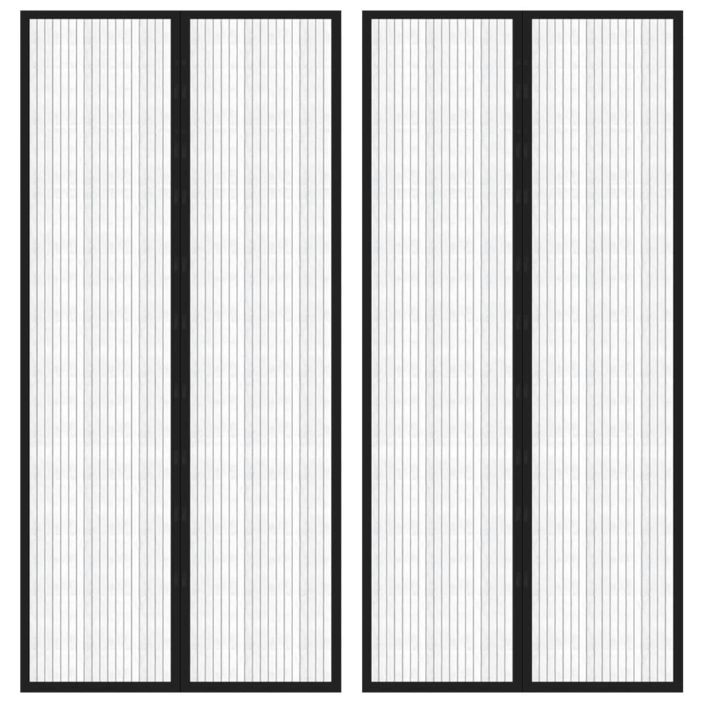 Cortinas de puerta de insectos Vidaxl 2 PCS Magnetic 220x110 cm Negro