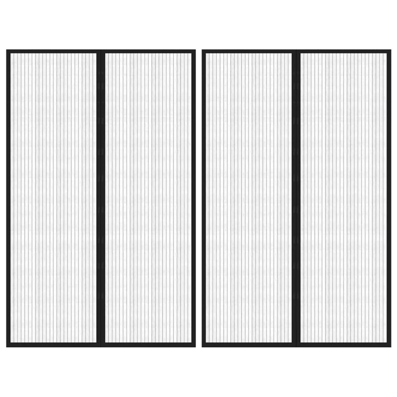 Cortinas de puerta de insectos Vidaxl 2 PCS Magnetic 220x130 cm Negro