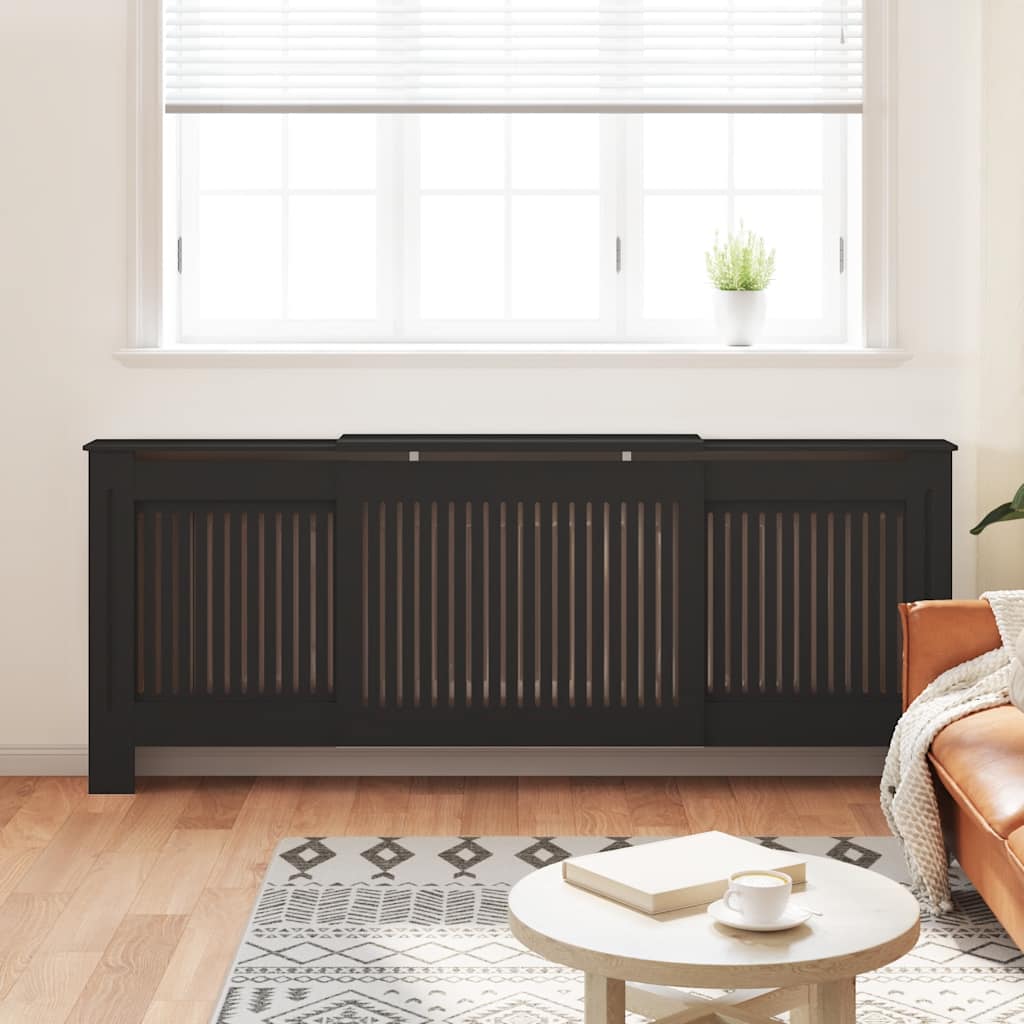 Vidaxl Construcción del radiador de 205 cm MDF Negro