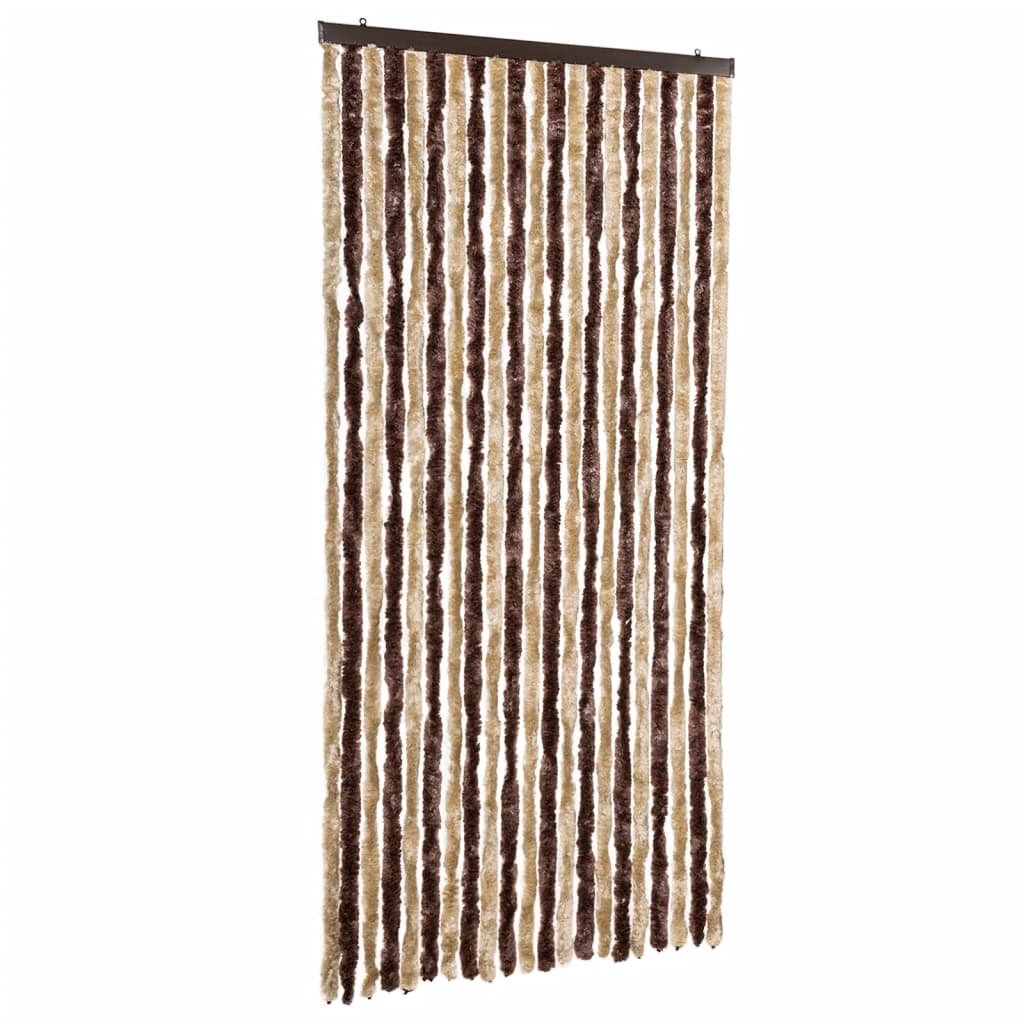 Vidaxl Fly Curtain 90x200 cm Chenille beige e marrone chiaro