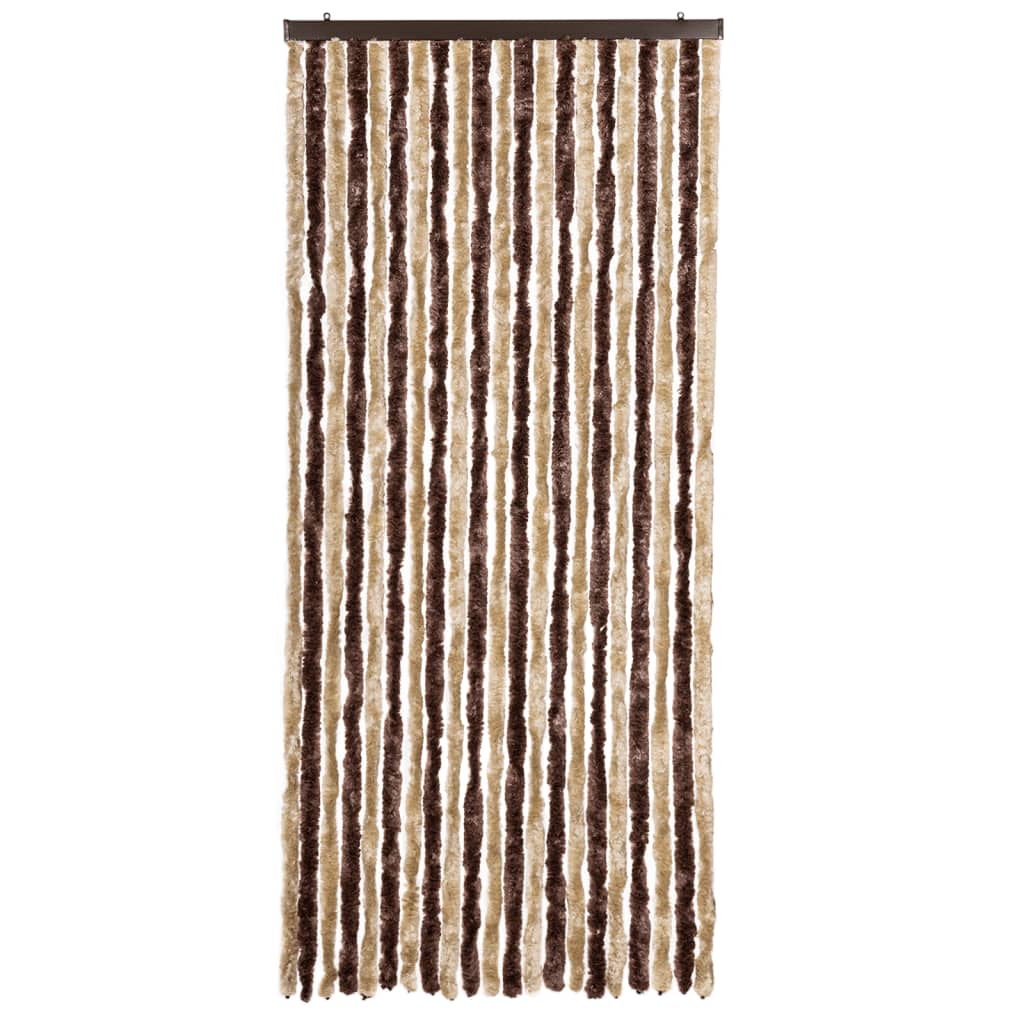 Vidaxl Fly Curtain 90x200 cm Chenille beige e marrone chiaro