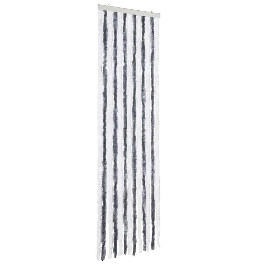 Vidaxl Fly Curtain 56x200 cm Chenille grigio e bianco