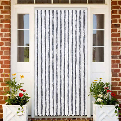Cortina de mosca Vidaxl 118x220 cm chenille gris y blanco