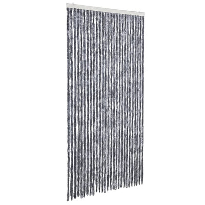 Cortina de mosca Vidaxl 118x220 cm chenille plateado coloreado