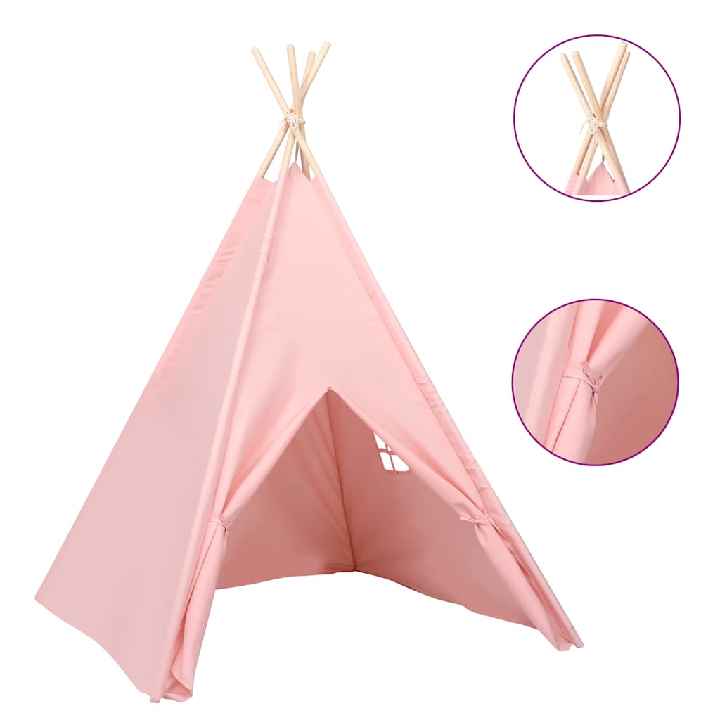 Tienda tipi infantil VidaXL con bolsa 120x120x150 cm rosa piel de melocotón
