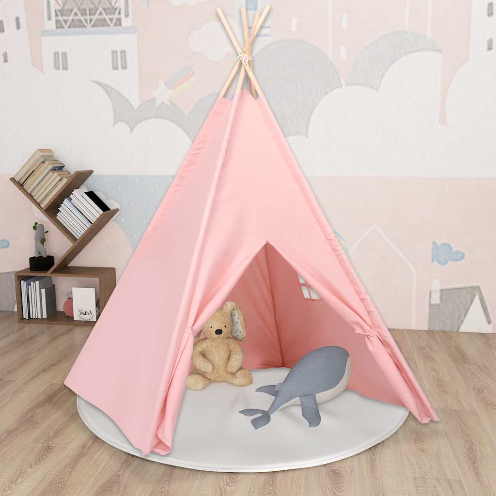 Tienda tipi infantil VidaXL con bolsa 120x120x150 cm rosa piel de melocotón