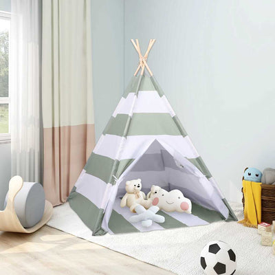 Tienda de campaña infantil VidaXL gris y blanco 120 x 120 x 150 cm madera maciza de pino