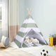 Tenda per bambini VidaXL grigia e bianca 120 x 120 x 150 cm in legno di pino massiccio
