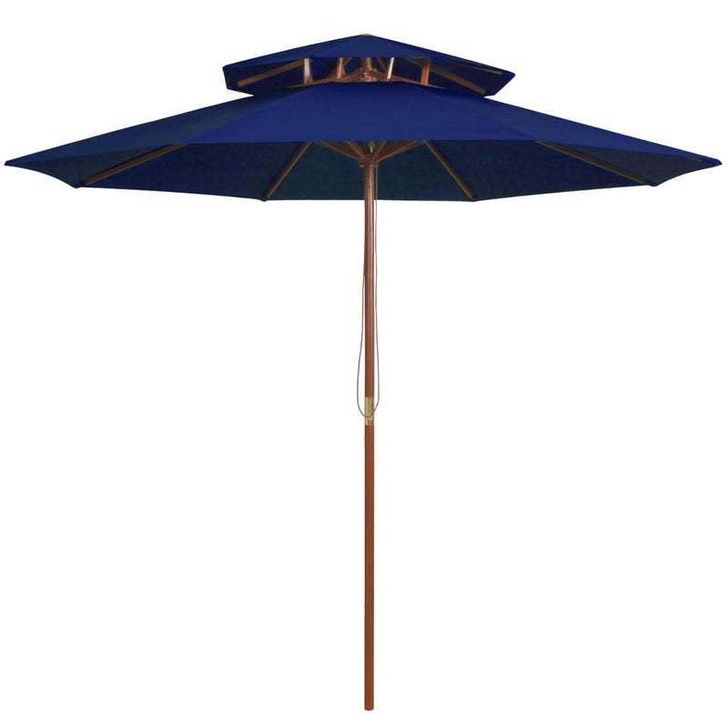 Vidaxl Parasol Double Decker con poste de madera 270 cm azul