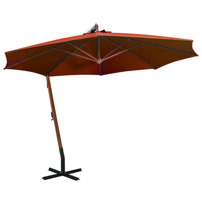 Vidaxl Parasolo galleggiante con polo 3.5x2,9 m Terracotta di pino solido