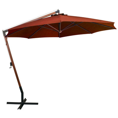 Vidaxl Parasolo galleggiante con polo 3.5x2,9 m Terracotta di pino solido