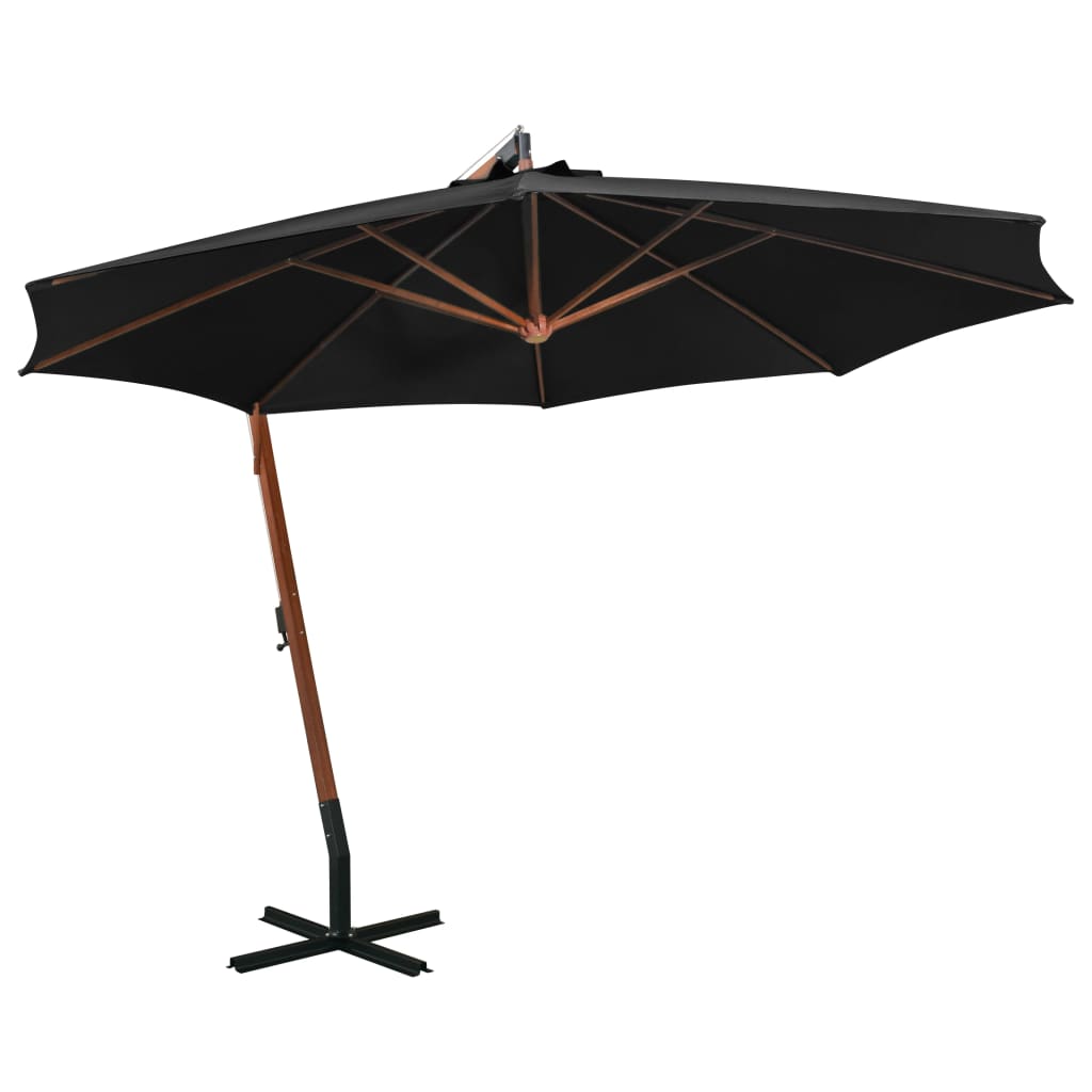 Vidaxl Parasolo galleggiante con polo 3.5x2,9 m Pineo solido nero