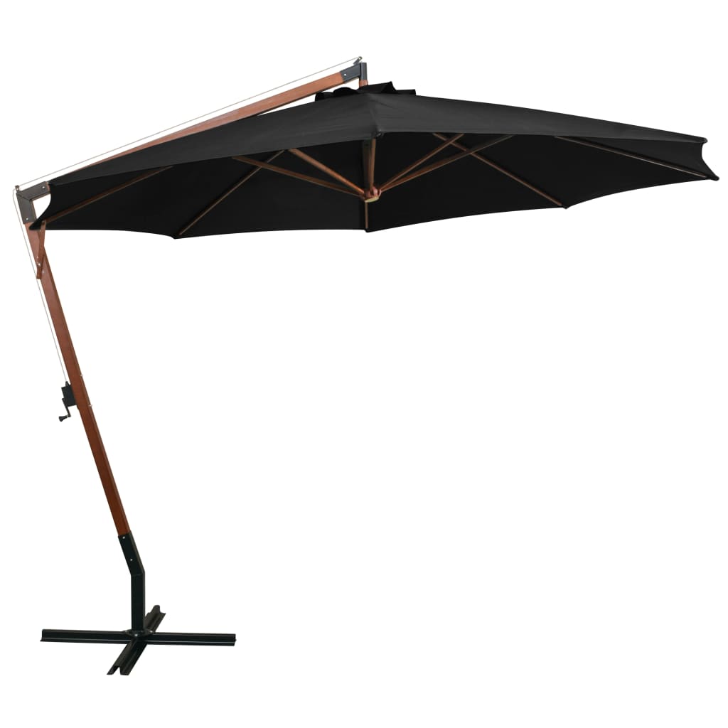 Vidaxl Parasolo galleggiante con polo 3.5x2,9 m Pineo solido nero