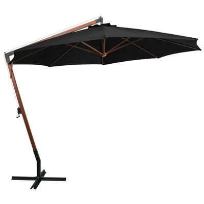 Vidaxl Parasolo galleggiante con polo 3.5x2,9 m Pineo solido nero