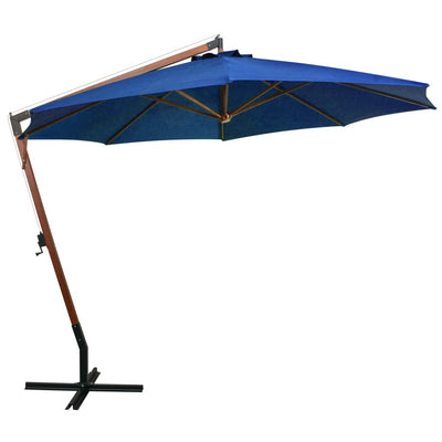 Vidaxl Parasolo galleggiante con polo 3.5x2,9 m pino solido -blue azure blu