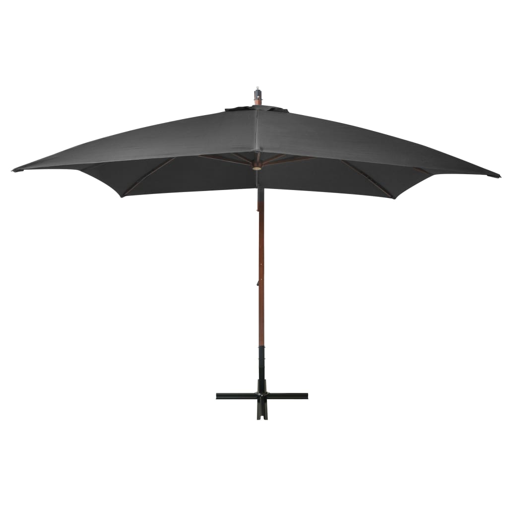 Parasol flotante de Vidaxl con polo 3x3 m de pino sólido -madera con antracita