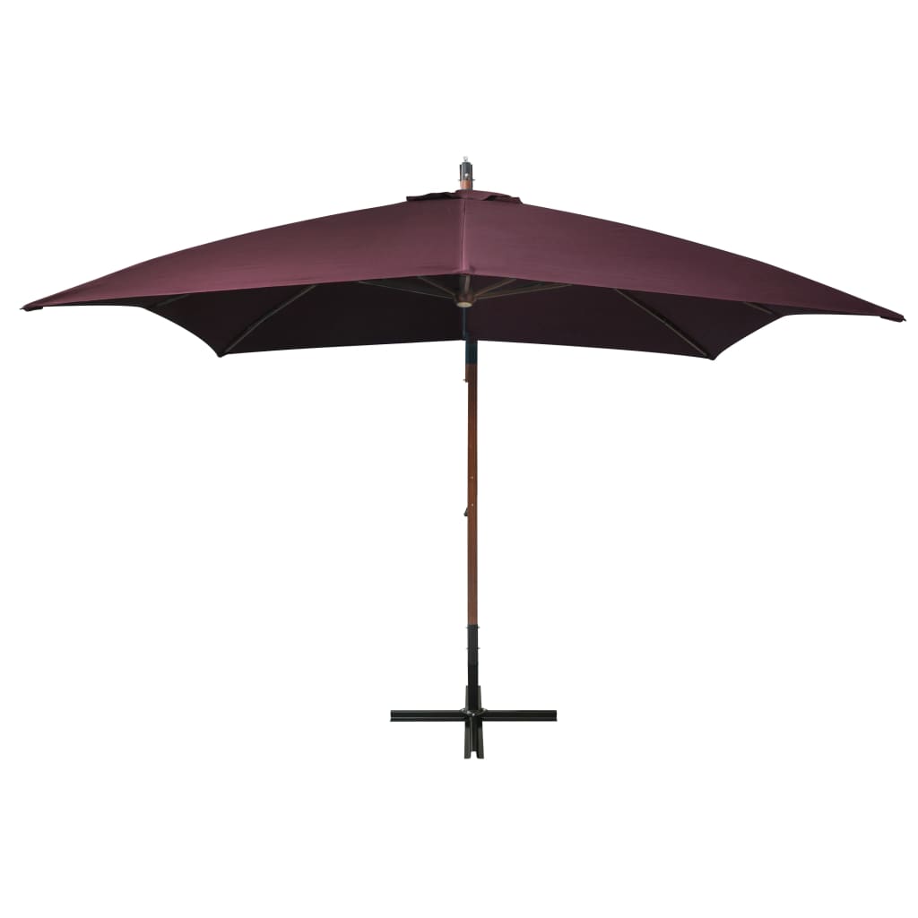 Parasol flotante Vidaxl con polo 3x3 m sólido Vurenhout Burdeos rojo