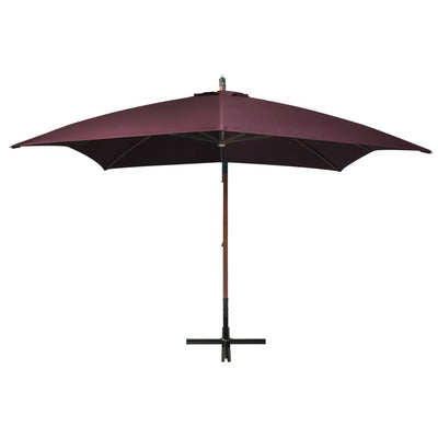 Vidaxl Parasolo galleggiante con polo 3x3 m Vurenhout solido Bordeaux rosso