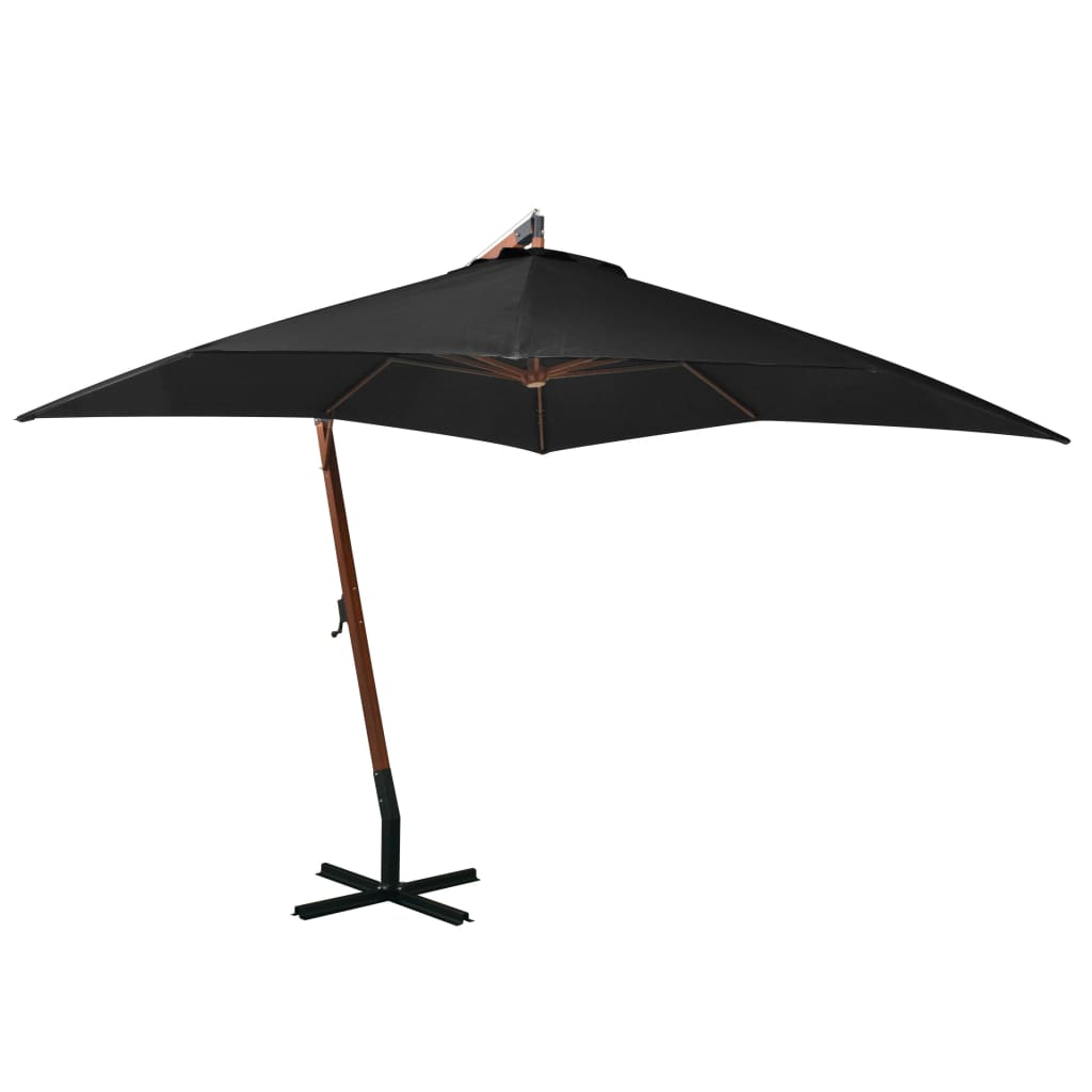 Vidaxl Parasolo galleggiante con polo 3x3 m Pineotto solido nero