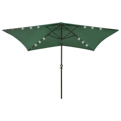 Vidaxl Parasol con LED e palo in acciaio 2x3 m verde