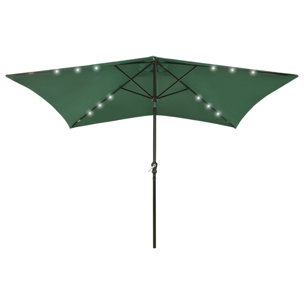 Vidaxl Parasol con LED e palo in acciaio 2x3 m verde