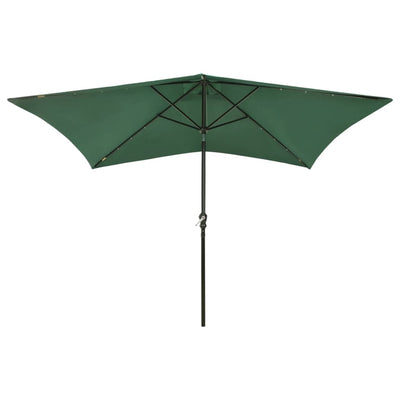Vidaxl Parasol con LED e palo in acciaio 2x3 m verde