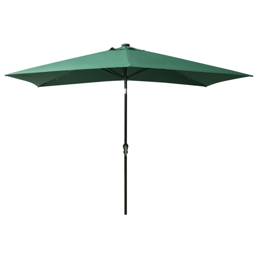 Vidaxl Parasol con LED e palo in acciaio 2x3 m verde