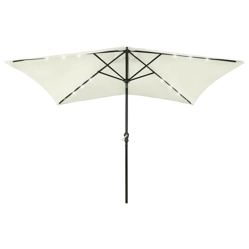 Vidaxl Parasol con LED e polo in acciaio 2x3 m sabbia