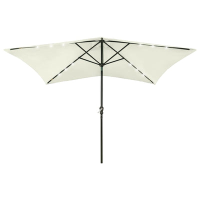 Vidaxl Parasol con LED e polo in acciaio 2x3 m sabbia