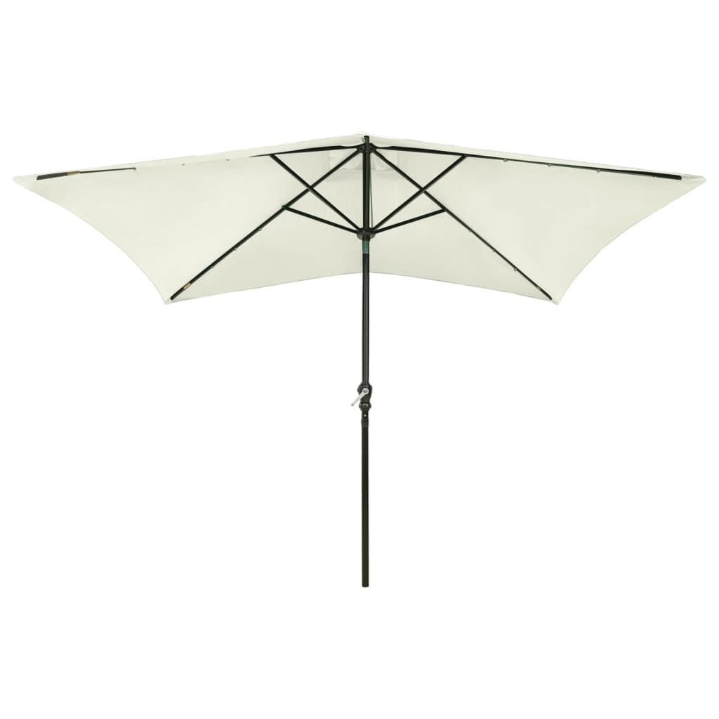 Vidaxl Parasol con LED e polo in acciaio 2x3 m sabbia