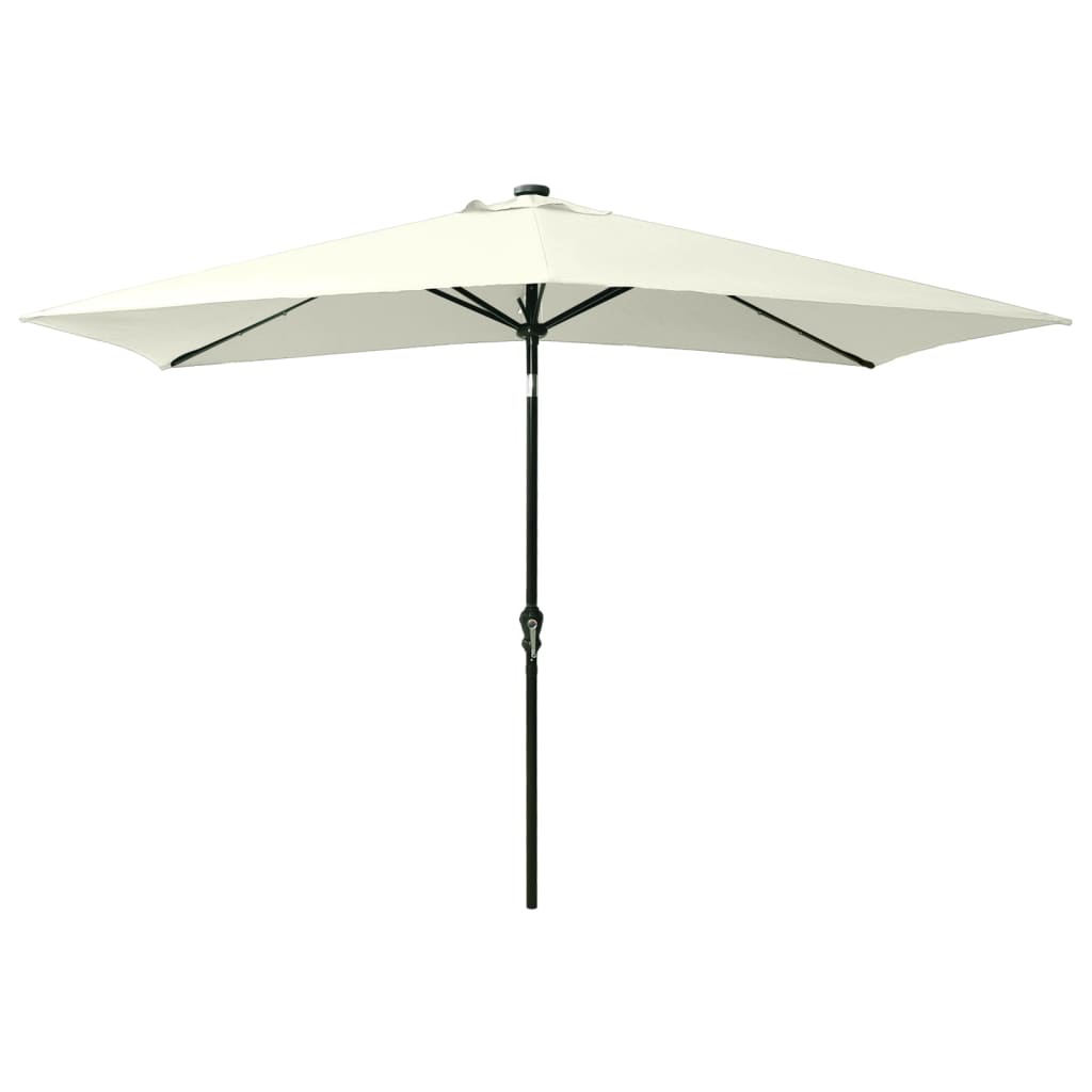 Vidaxl Parasol con LED e polo in acciaio 2x3 m sabbia