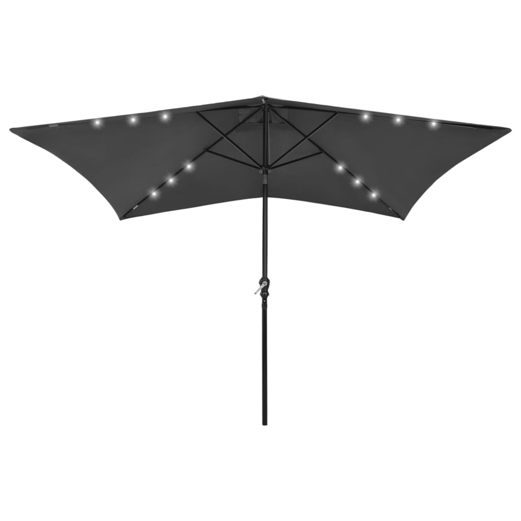 Vidaxl Parasol con LED e palo in acciaio 2x3 M antracite