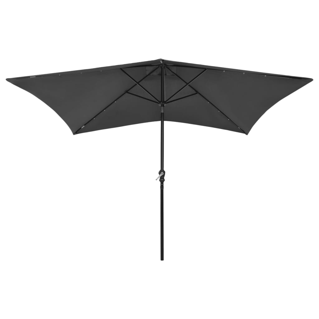 Vidaxl Parasol con LED e palo in acciaio 2x3 M antracite
