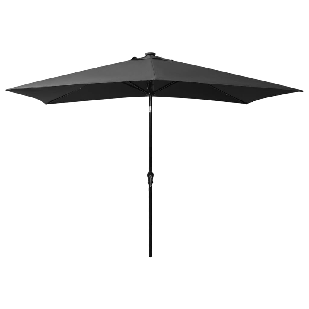 Vidaxl Parasol con LED e palo in acciaio 2x3 M antracite