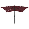 Parasol Vidaxl con LED y polo de acero 2x3 M Burdeos rojo