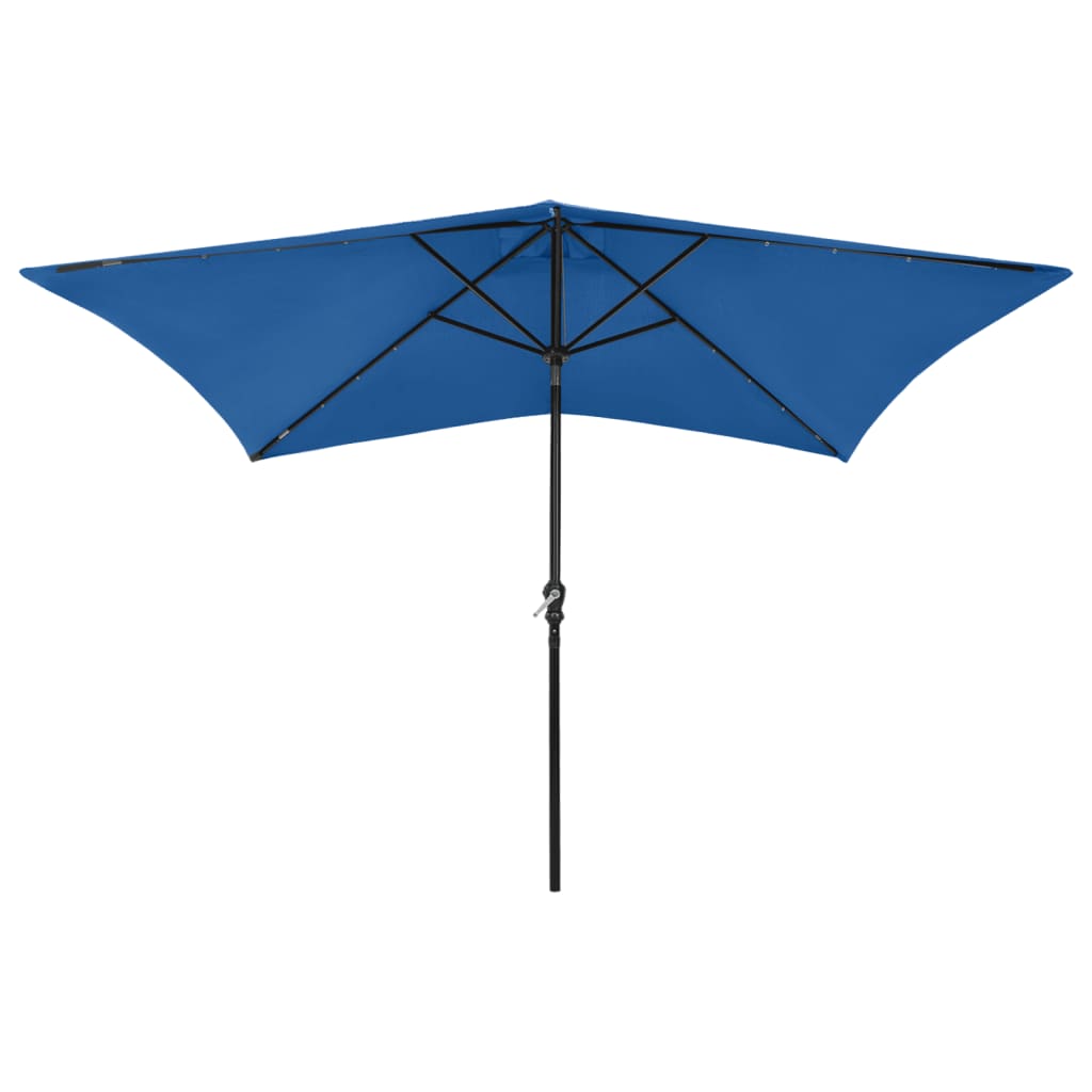 Vidaxl Parasol con LED e palo in acciaio 2x3 m azzurro blu