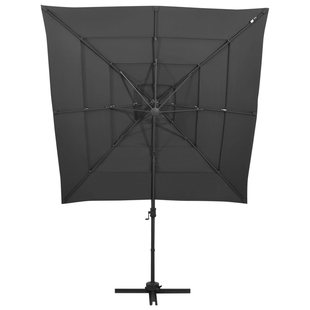 Vidaxl Parasol 4 capas con poste de aluminio 250x250 cm de color antracita