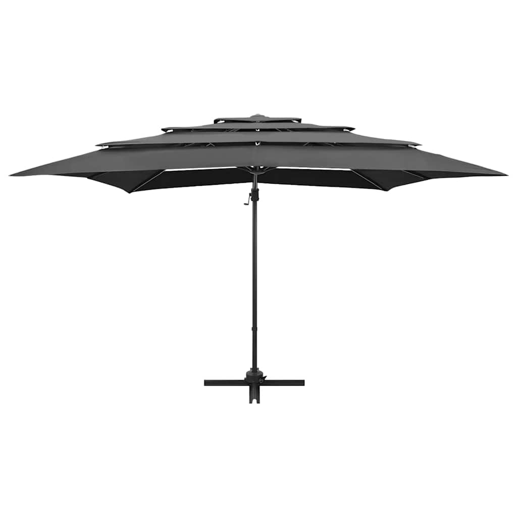 Vidaxl Parasol 4 capas con poste de aluminio 250x250 cm de color antracita