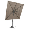 Vidaxl Parasol 4 capas con poste de aluminio 250x250 cm Topo