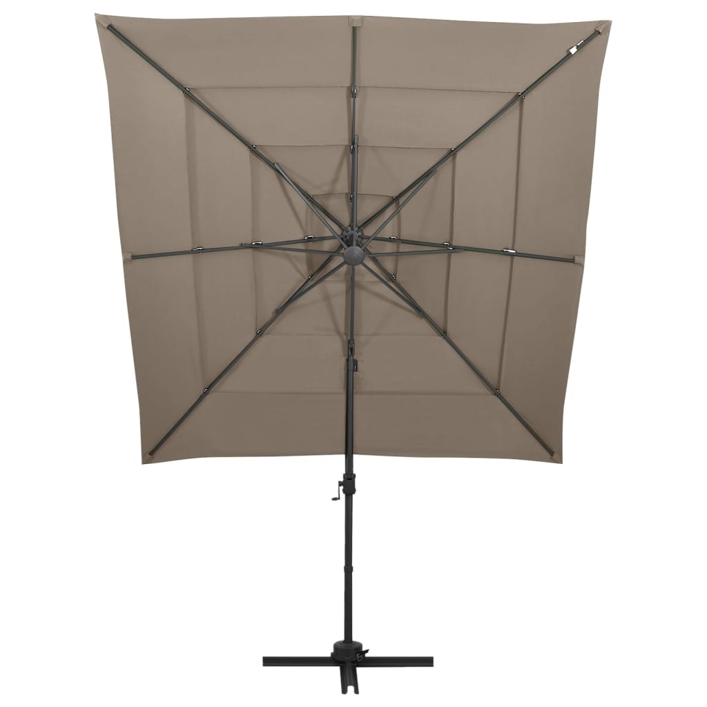 Vidaxl Parasol 4 capas con poste de aluminio 250x250 cm Topo