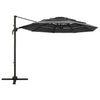 Vidaxl Parasol 4 capas con poste de aluminio 3x3 m de color antracita