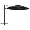 Vidaxl Parasol 4 capas con poste de aluminio 3x3 m negro
