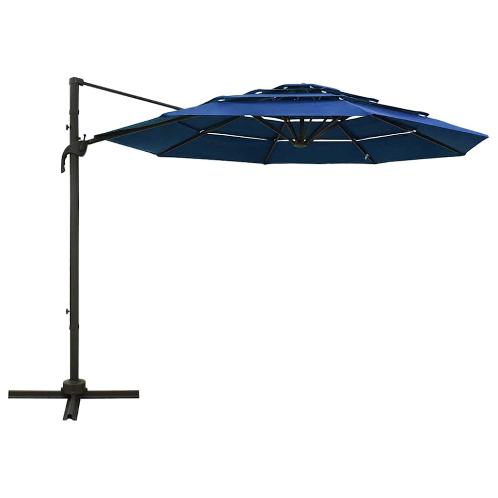 Vidaxl Parasol 4 capas con poste de aluminio 3x3 m azul