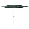 Vidaxl Parasol 3 capas con poste de aluminio 2.5x2.5 m verde