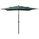 Vidaxl Parasol 3 capas con poste de aluminio 2.5x2.5 m verde